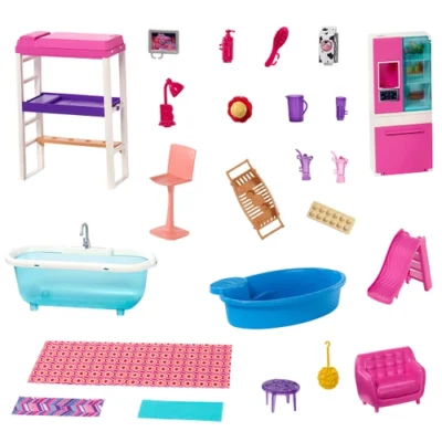 Set Barbie Casa cu Mobilier, Accesorii si 3 Papusi 887961841183 GLH56